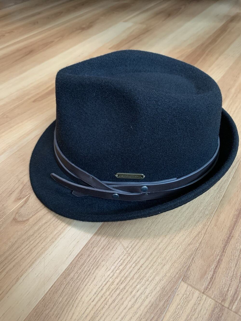 U.S. Polo Assn. Mens Black Fedora Hat Size S/M Brown Band Classic Dress Hat